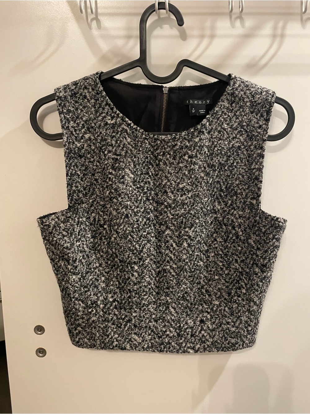 Theory Pagia Tweed Cropped Tank - Size Small